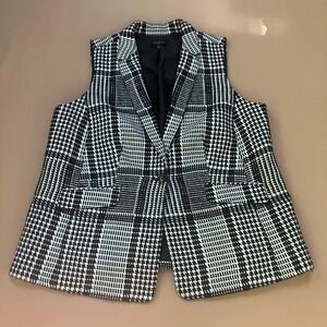 Talbots Black and White Plaid Blazer Wool Blend  Size 18W
